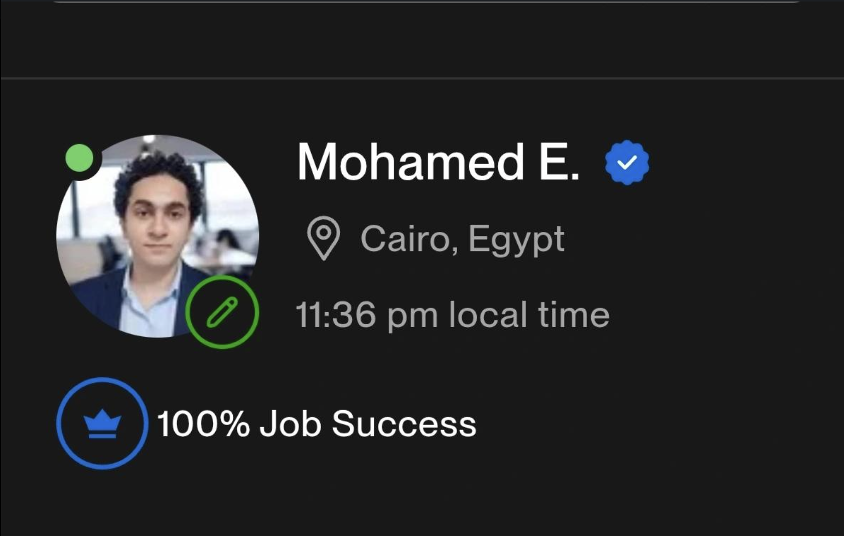Freelance (Upwork) - Client review for Mohamed Elgohary