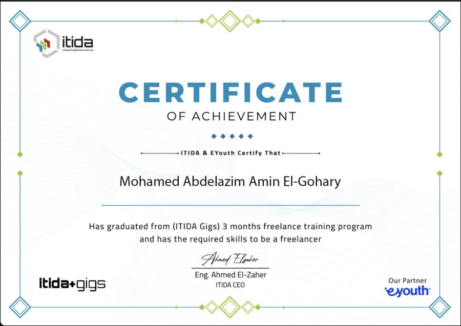 Freelance (Upwork) - Client review for Mohamed Elgohary