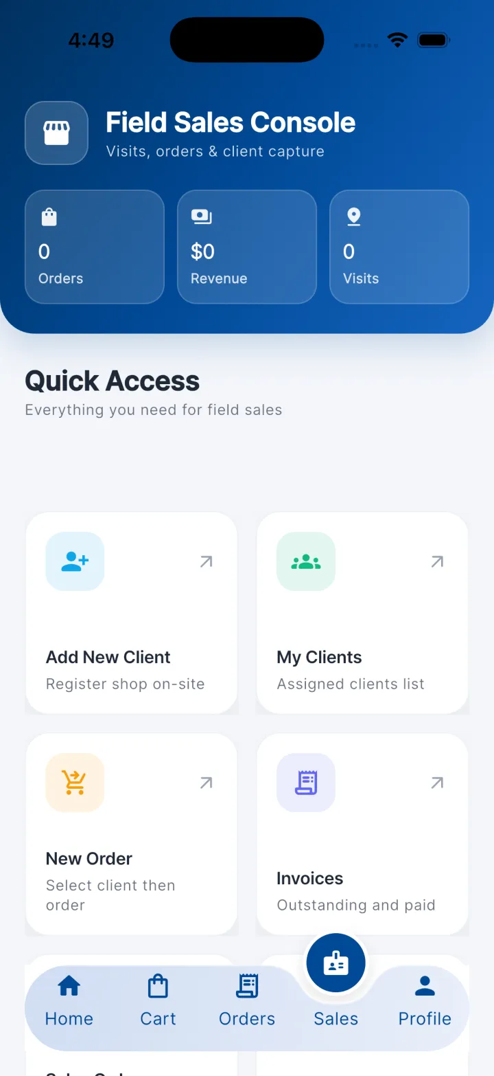 Ramtex — Distribution Platform mobile app screen