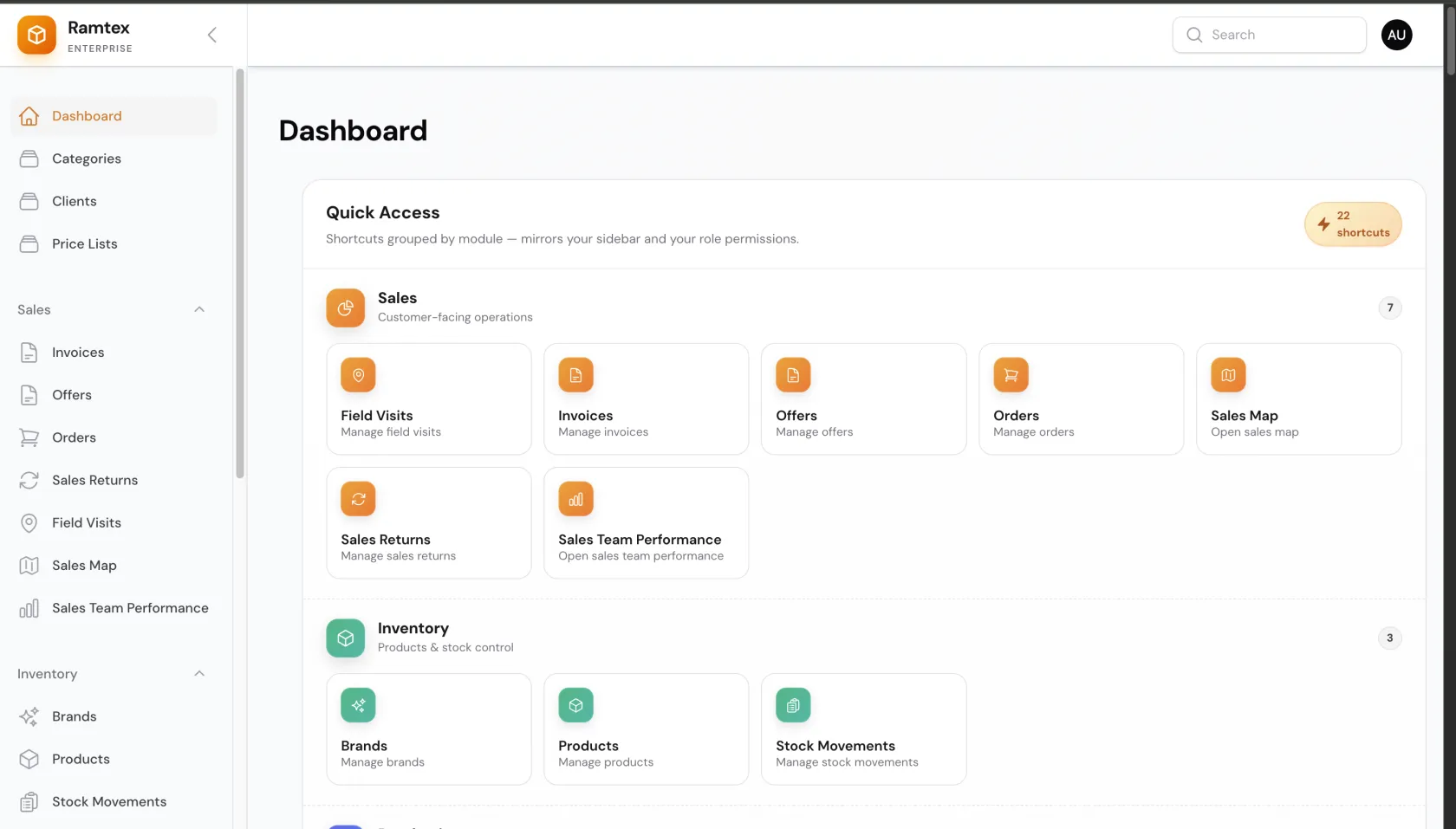 Ramtex — Distribution Platform web dashboard screen